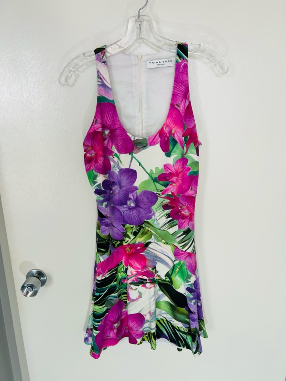 Trina Turk Pink & Purple Floral Tank  / Fit and Flare / Skater Dress, Size S / 2
